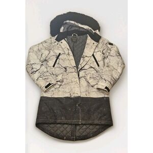 Burton Dryride Ceramic Marble White Black Snowboard Ski Winter Barge Jacket - M